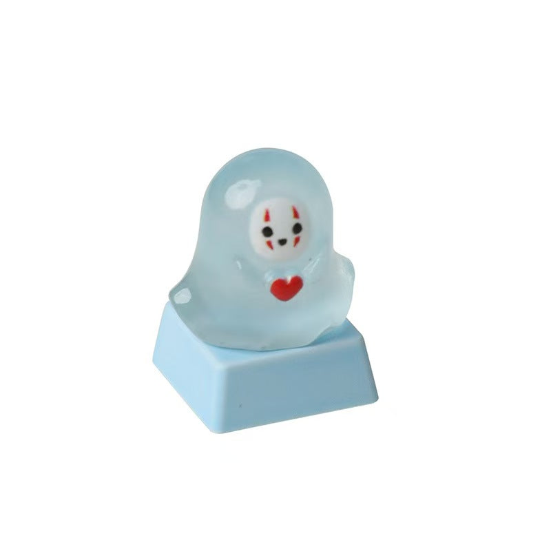 Cute Light-Transmitting Glow-in-the-Dark Halloween Little Ghost Creative Keycap for Mechanical Keyboard