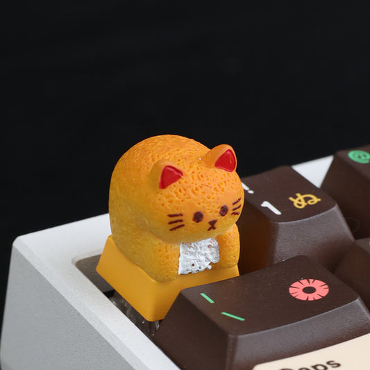 Cute Personalized Japanese-Style Cat Bread Resin Keycap for Mechanical Keyboards