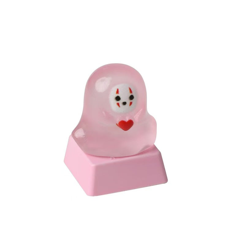 Cute Light-Transmitting Glow-in-the-Dark Halloween Little Ghost Creative Keycap for Mechanical Keyboard