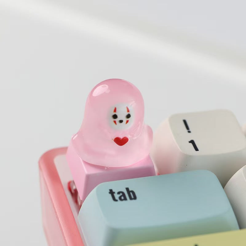 Cute Light-Transmitting Glow-in-the-Dark Halloween Little Ghost Creative Keycap for Mechanical Keyboard
