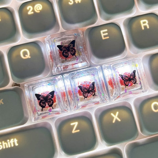 Epoxy resin translucent butterfly keycap for mechanical keyboard