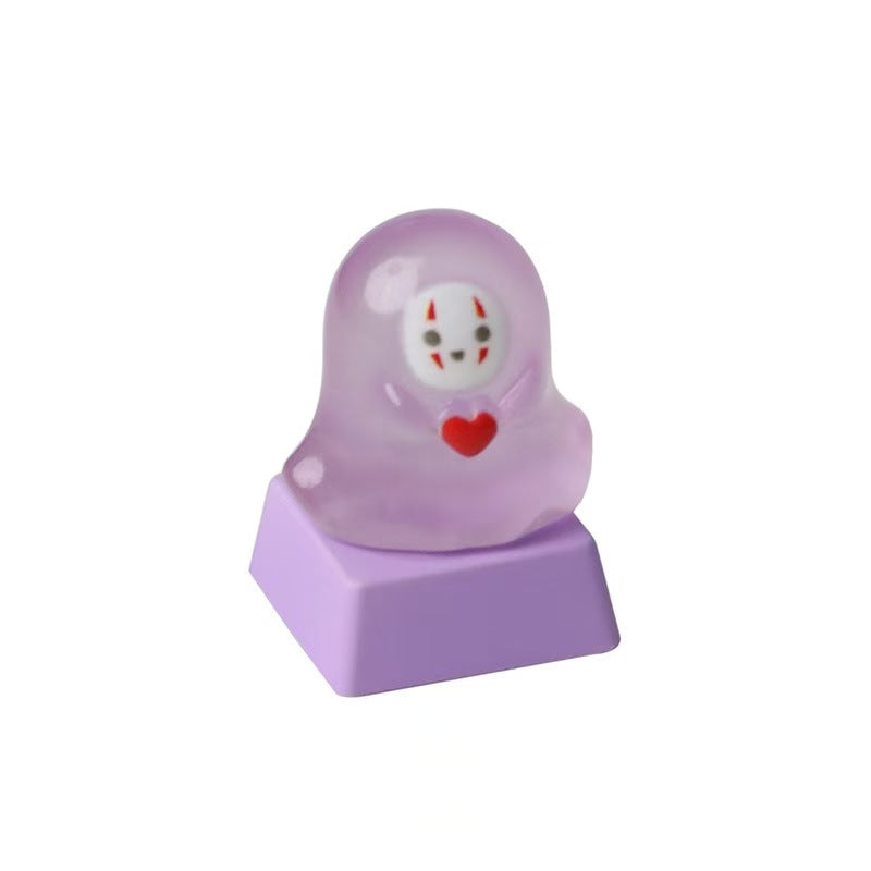 Cute Light-Transmitting Glow-in-the-Dark Halloween Little Ghost Creative Keycap for Mechanical Keyboard