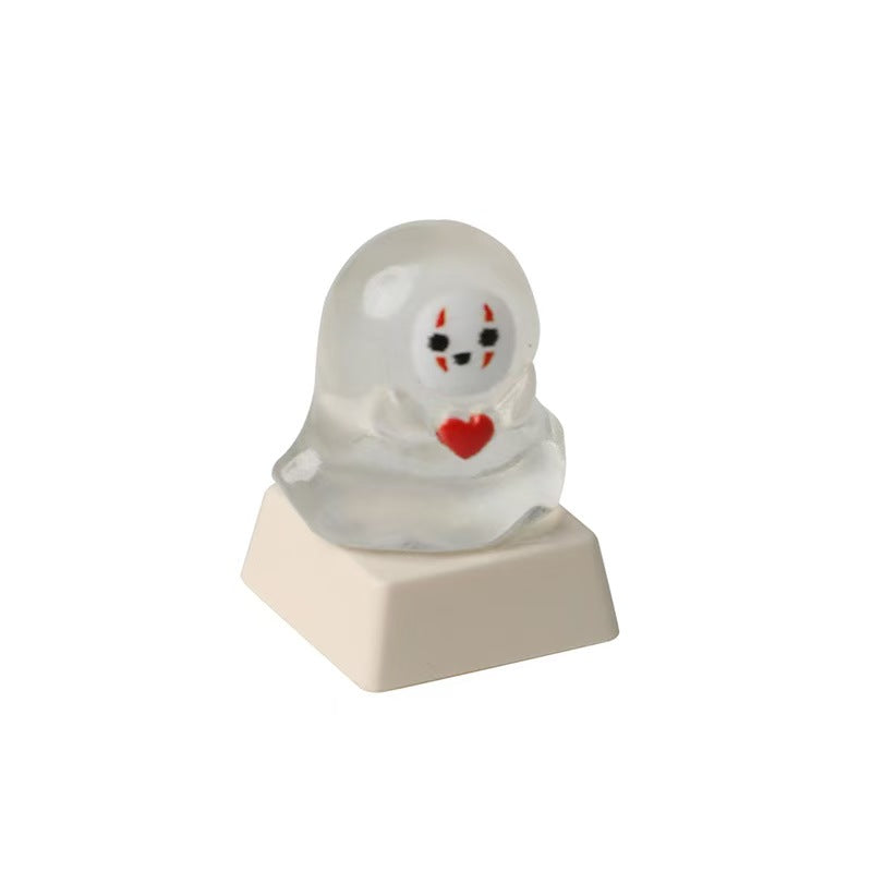 Cute Light-Transmitting Glow-in-the-Dark Halloween Little Ghost Creative Keycap for Mechanical Keyboard