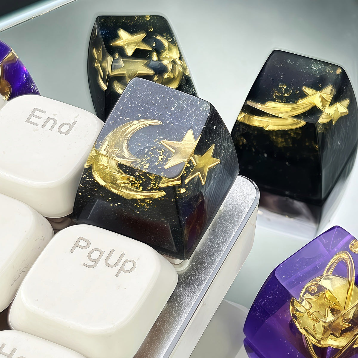 Resin Translucent Cosmic Space Keycap - Single Planet, Star, Moon keycap for Mechanical Keyboards
