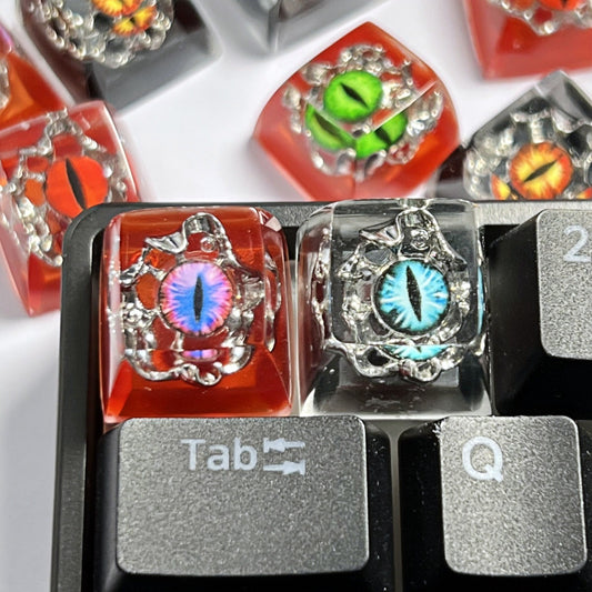 Epoxy Resin Halloween Themed Custom Demon Eye Keycap - Colorful 3D Punk Metal Single Keycap
