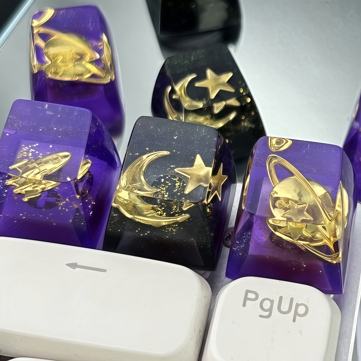 Resin Translucent Cosmic Space Keycap - Single Planet, Star, Moon keycap for Mechanical Keyboards