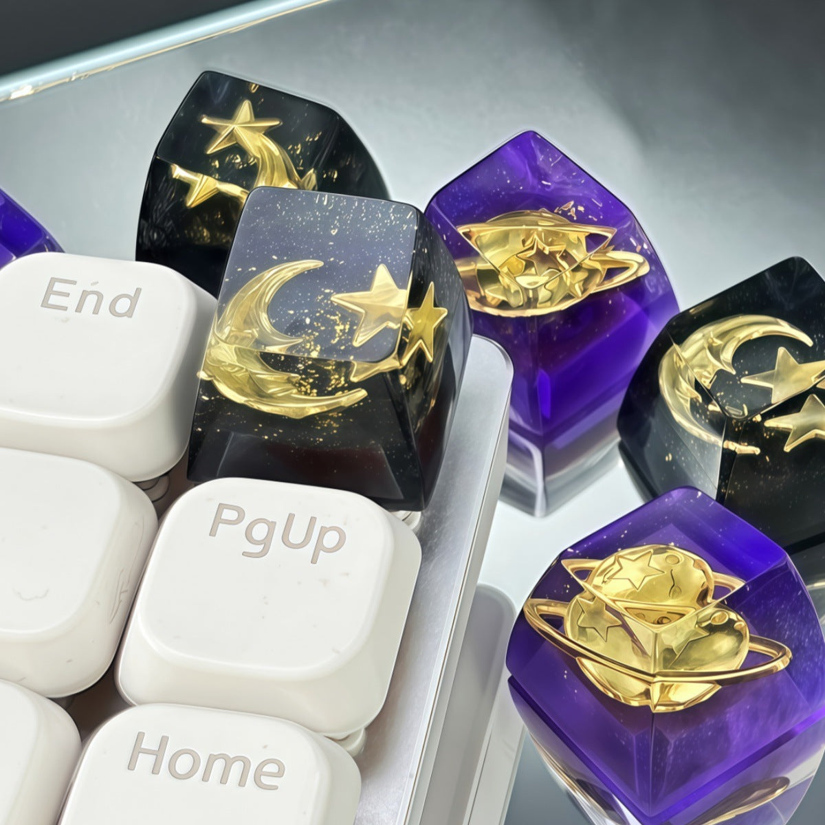 Resin Translucent Cosmic Space Keycap - Single Planet, Star, Moon keycap for Mechanical Keyboards