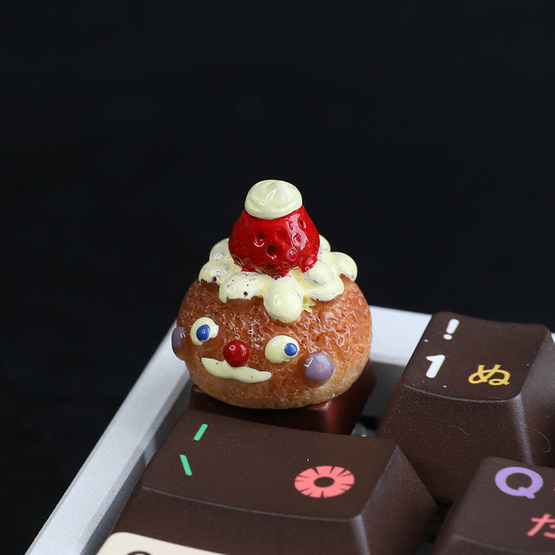 Cartoon Cream Cake & Puff Resin Keycap for Mechanical Keyboard