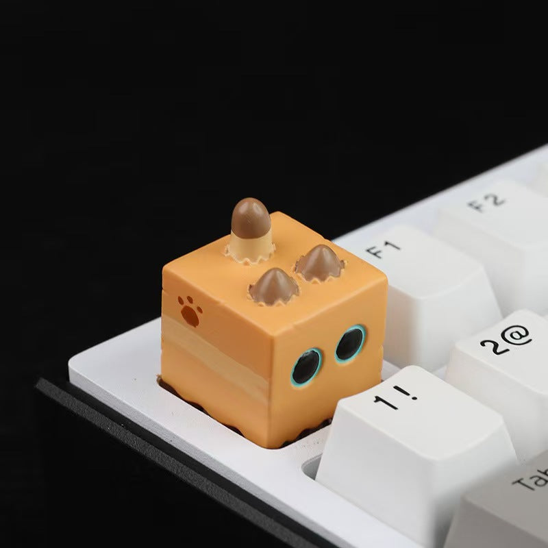 Cute 3D Custom Siamese Cat-in-Carton Resin Keycap for Mechanical Keyboard