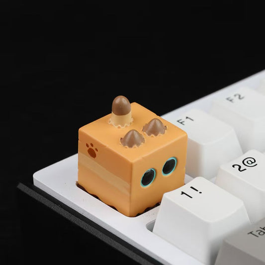 Cute 3D Custom Siamese Cat-in-Carton Resin Keycap for Mechanical Keyboard