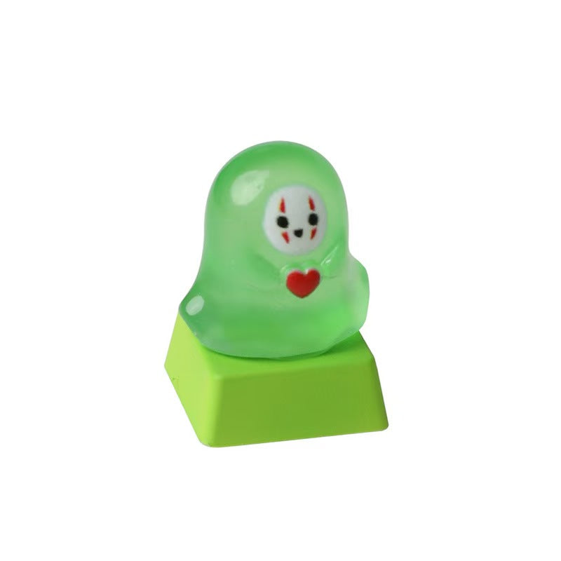 Cute Light-Transmitting Glow-in-the-Dark Halloween Little Ghost Creative Keycap for Mechanical Keyboard