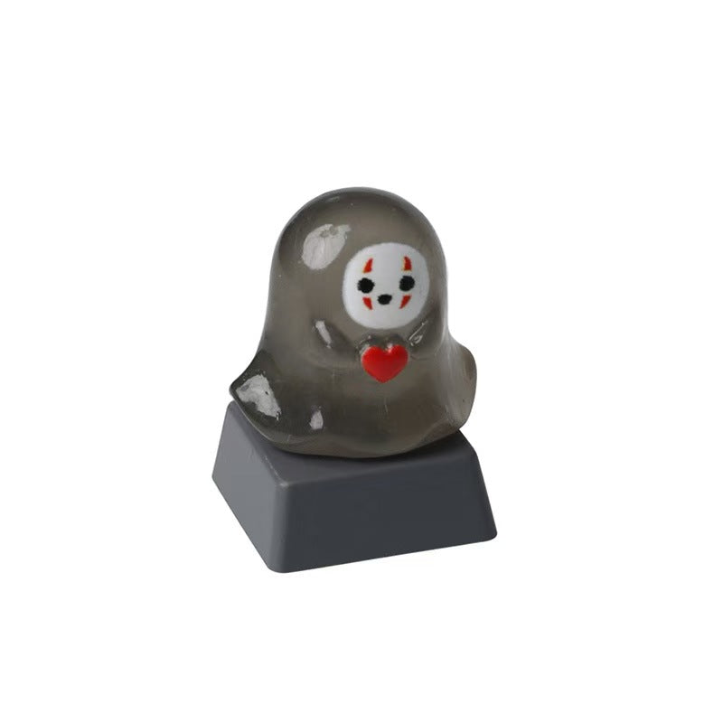 Cute Light-Transmitting Glow-in-the-Dark Halloween Little Ghost Creative Keycap for Mechanical Keyboard