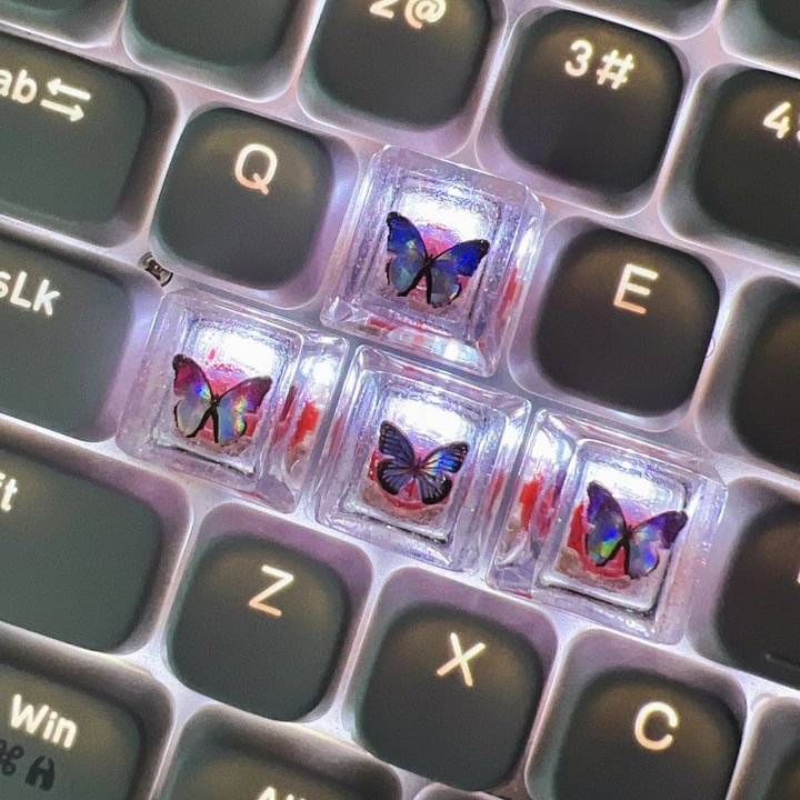Epoxy resin translucent butterfly keycap for mechanical keyboard