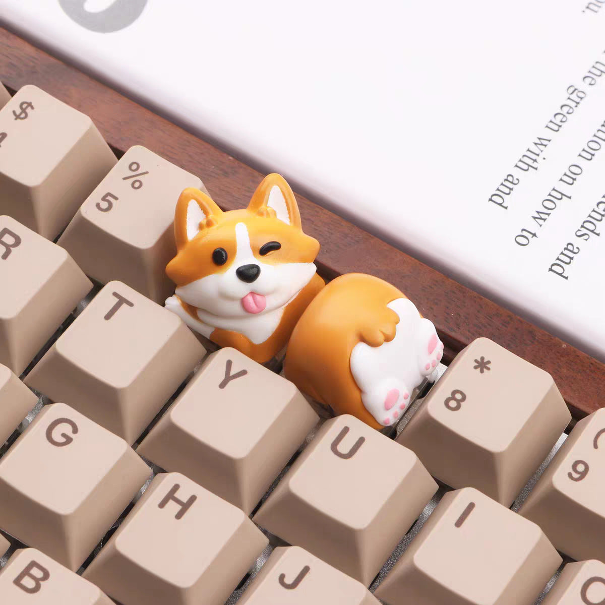 Hand-Painted Cute 3D Corgi Butt & Shiba Inu Keycaps for Mechanical Keyboard