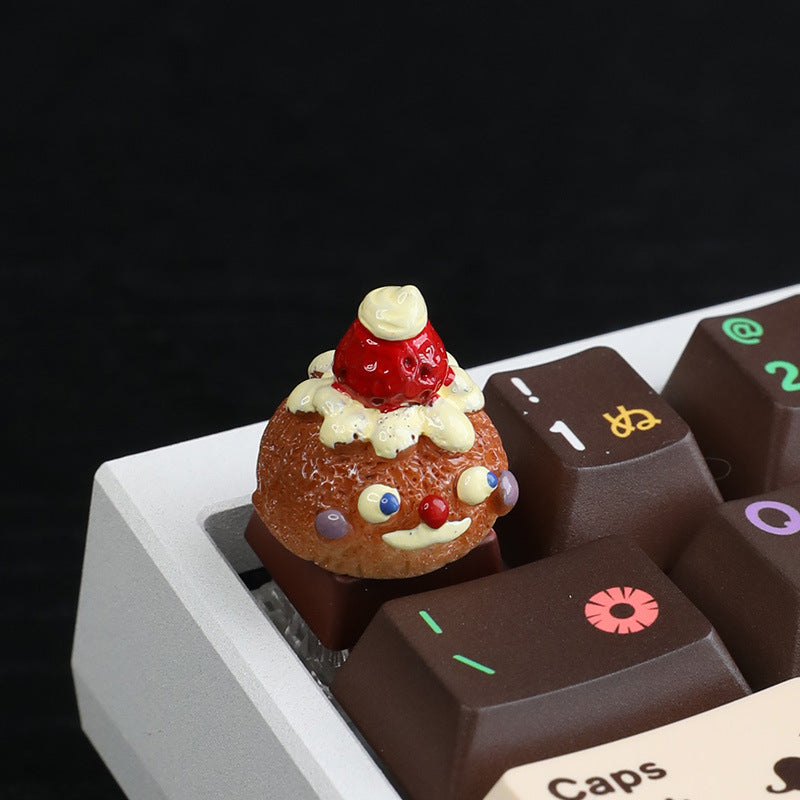 Cartoon Cream Cake & Puff Resin Keycap for Mechanical Keyboard