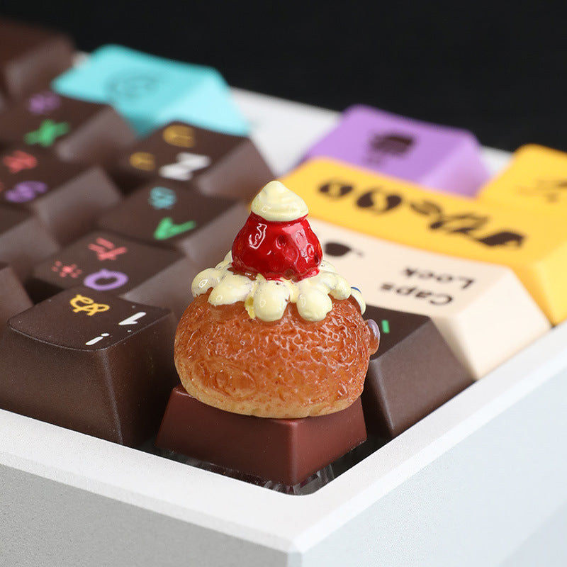 Cartoon Cream Cake & Puff Resin Keycap for Mechanical Keyboard