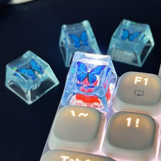 Epoxy resin translucent butterfly keycap for mechanical keyboard