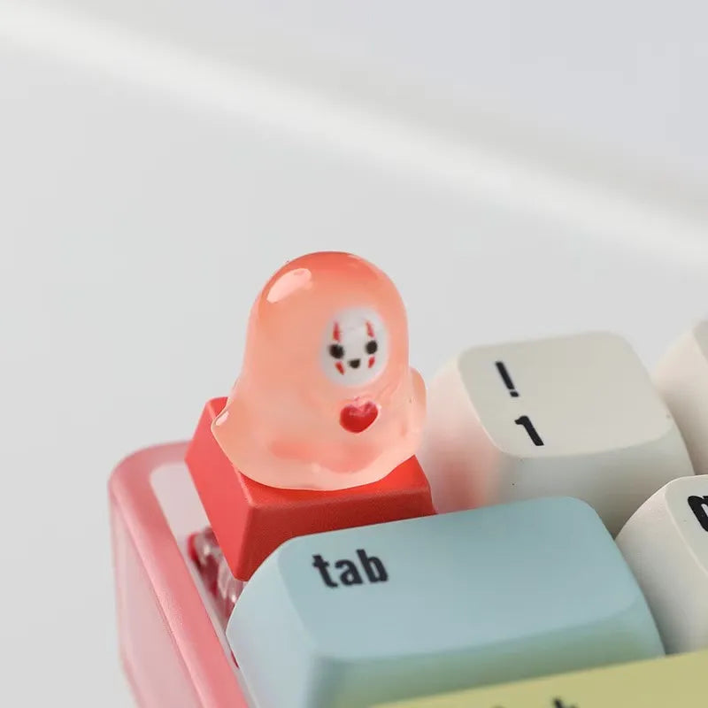 Cute Light-Transmitting Glow-in-the-Dark Halloween Little Ghost Creative Keycap for Mechanical Keyboard