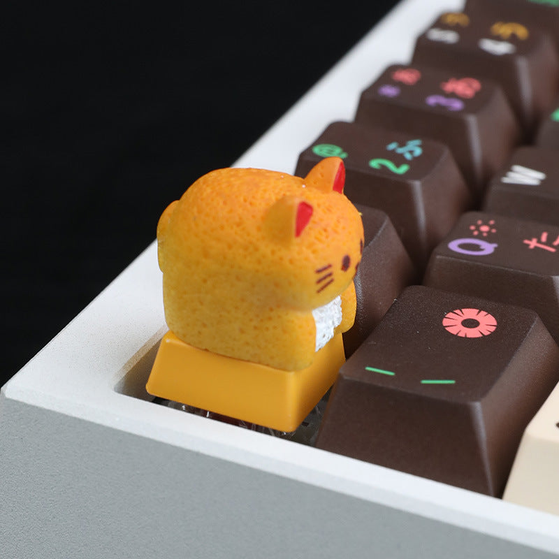 Cute Personalized Japanese-Style Cat Bread Resin Keycap for Mechanical Keyboards