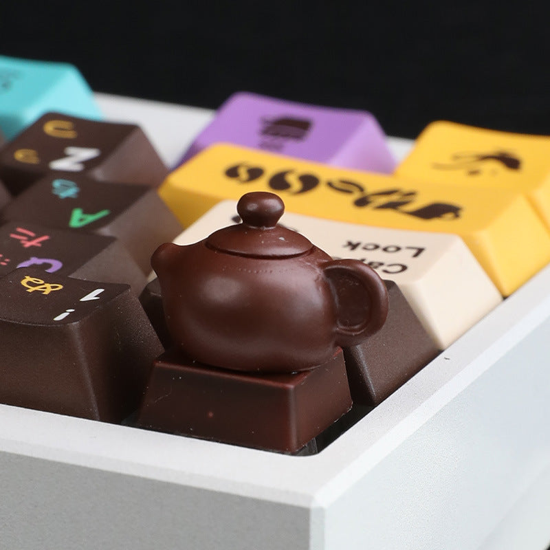 Personalized Handmade Resin Purple Clay Teapot Keycap for Mechanical Keyboards,