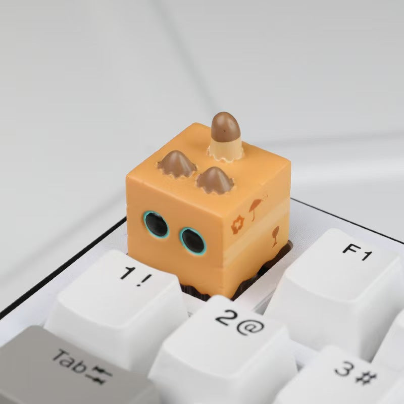 Cute 3D Custom Siamese Cat-in-Carton Resin Keycap for Mechanical Keyboard