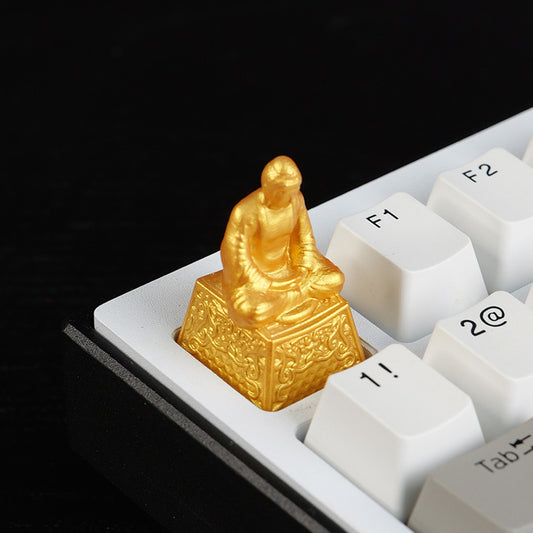 Custom Golden Venerated Buddha Resin Keycap for Mechanical Keyboard
