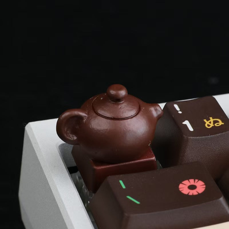 Personalized Handmade Resin Purple Clay Teapot Keycap for Mechanical Keyboards,