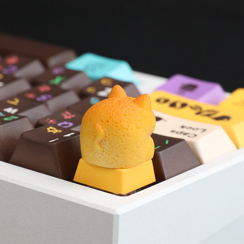 Cute Personalized Japanese-Style Cat Bread Resin Keycap for Mechanical Keyboards