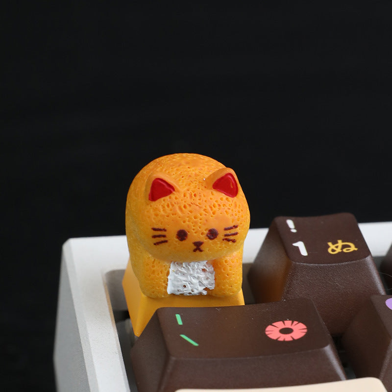 Cute Personalized Japanese-Style Cat Bread Resin Keycap for Mechanical Keyboards