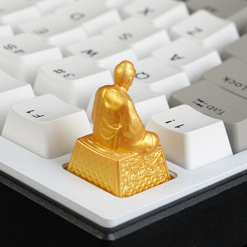 Custom Golden Venerated Buddha Resin Keycap for Mechanical Keyboard