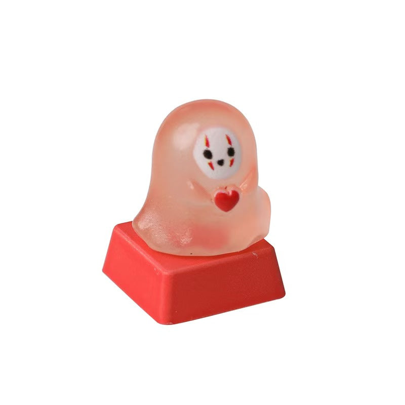 Cute Light-Transmitting Glow-in-the-Dark Halloween Little Ghost Creative Keycap for Mechanical Keyboard