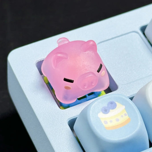 Translucent Cute Pink Pig Resin Keycap for Mechanical Keyboards