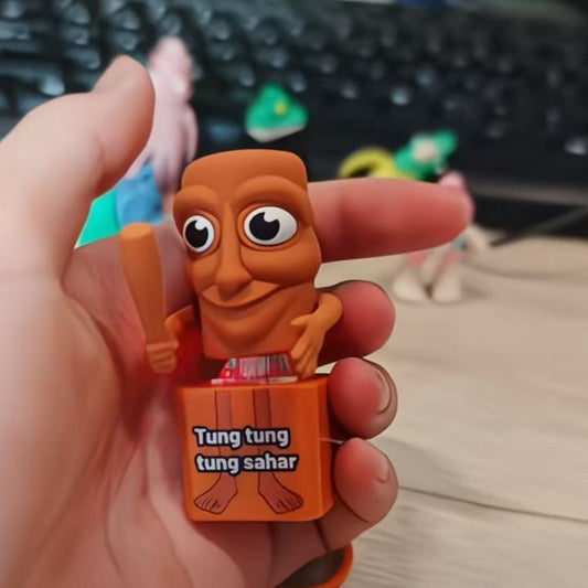 Stick figure hand puppet, Tungtungtung figurine model pendant