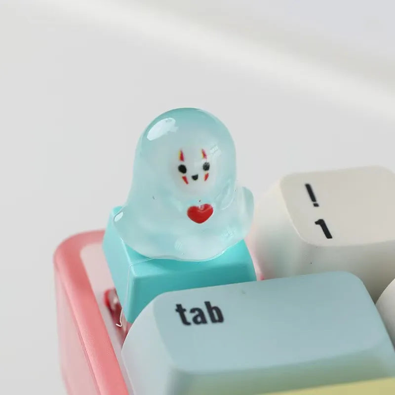 Cute Light-Transmitting Glow-in-the-Dark Halloween Little Ghost Creative Keycap for Mechanical Keyboard