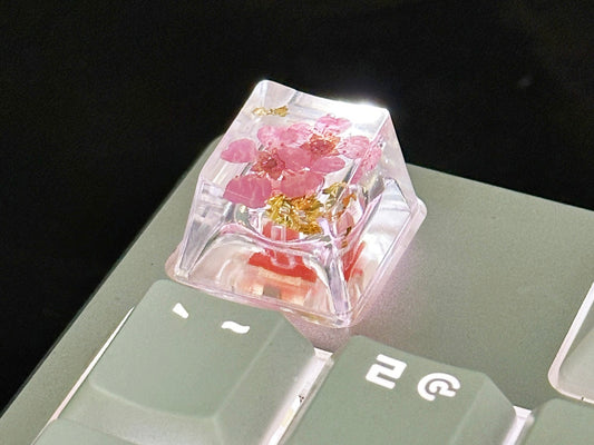 Handmade Epoxy Resin Translucent Pressed Flower Keycap for Mechanical Keyboard