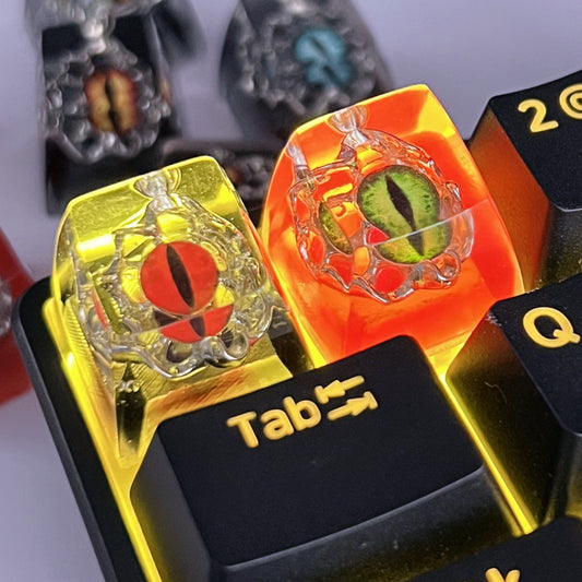 Epoxy Resin Halloween Themed Custom Demon Eye Keycap - Colorful 3D Punk Metal Single Keycap