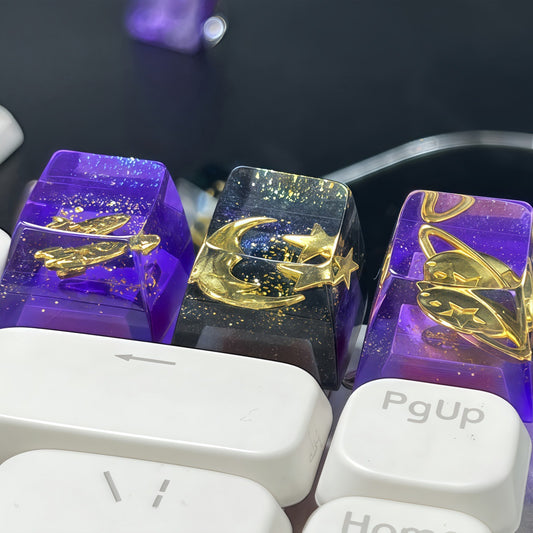 Resin Translucent Cosmic Space Keycap - Single Planet, Star, Moon keycap for Mechanical Keyboards